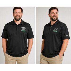 Nike Jack Daniels Ginger Ale Polo Shirt Mens XL Black Dri-FIT Short Sleeve Logo